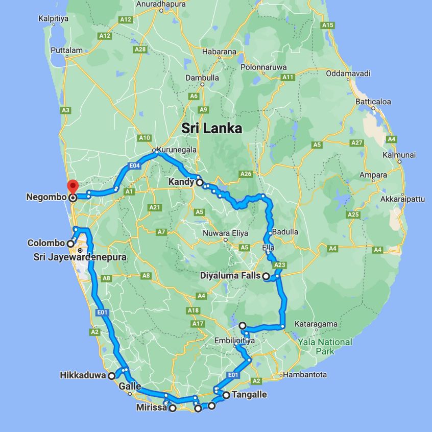 Reiseroute Sri Lanka mit Kleinkind und Kind 